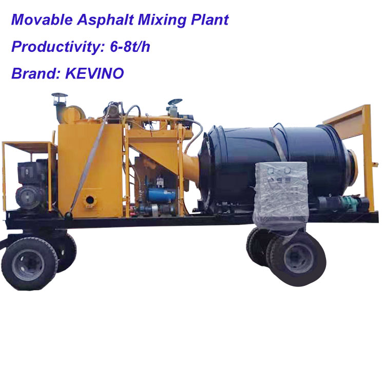 Portable and movable asphalt mixing plant